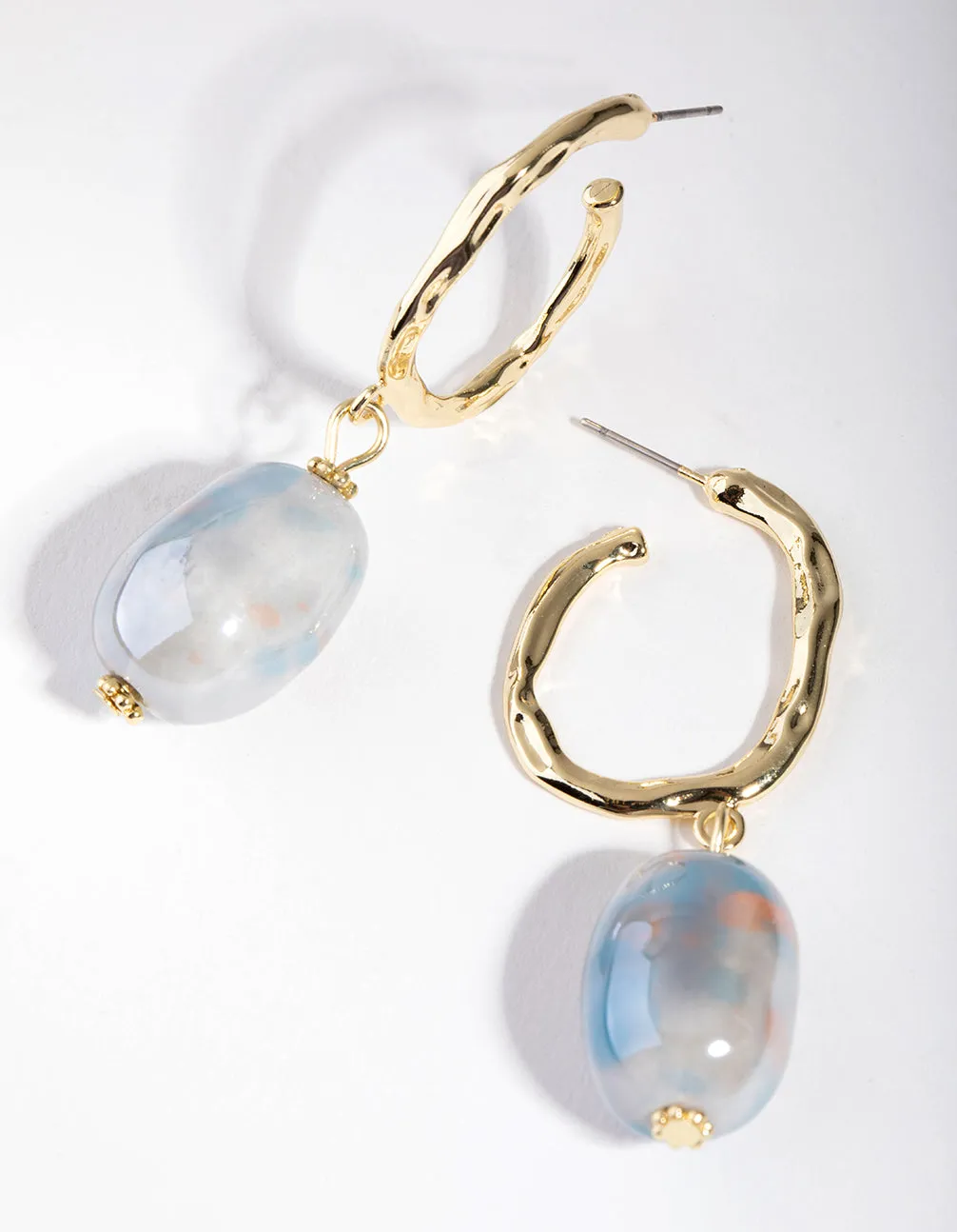 Gold Ceramic Bead Hoop Earrings