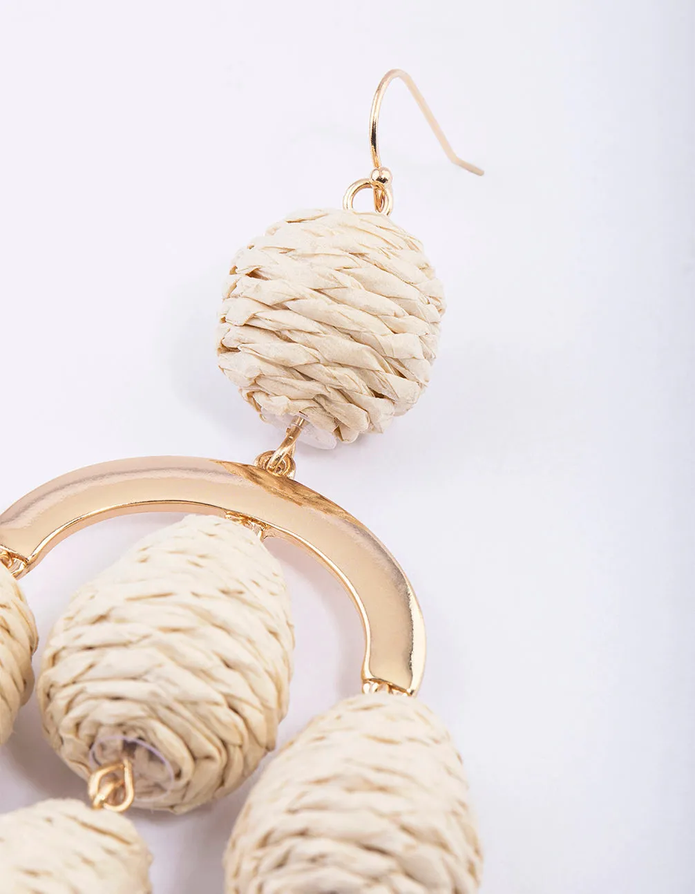 Gold Raffia Chandelier Earrings