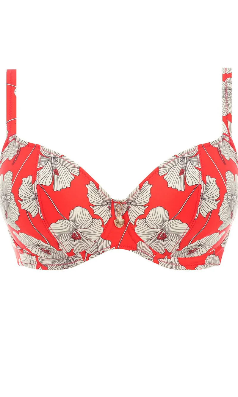 Hibiscus Beach Sunset UW Plunge Bikini Top