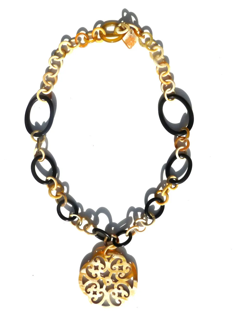 Horn Necklace Medallion Natural