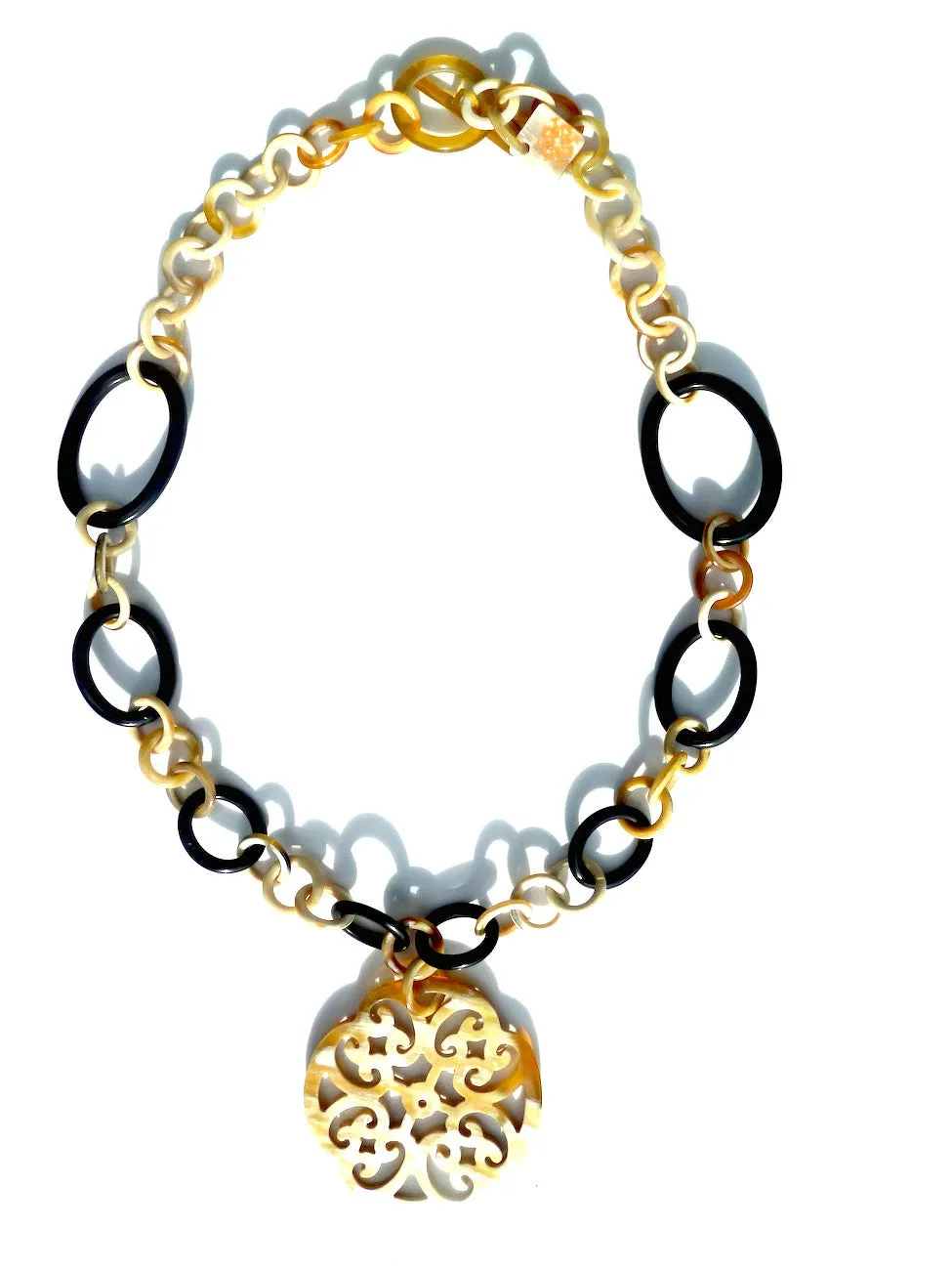 Horn Necklace Medallion Natural