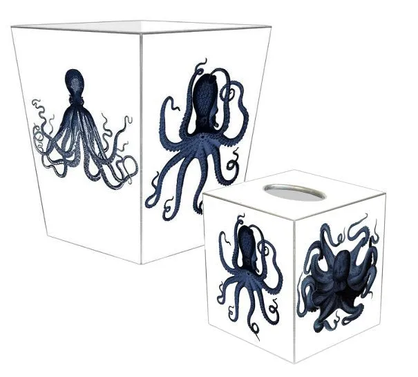 Indigo Octopus Decoupage Bath Set