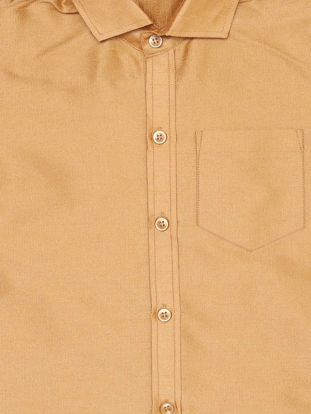 Jashvi Boys' Rose gold Silk Short Sleeves Ethnic Shirt