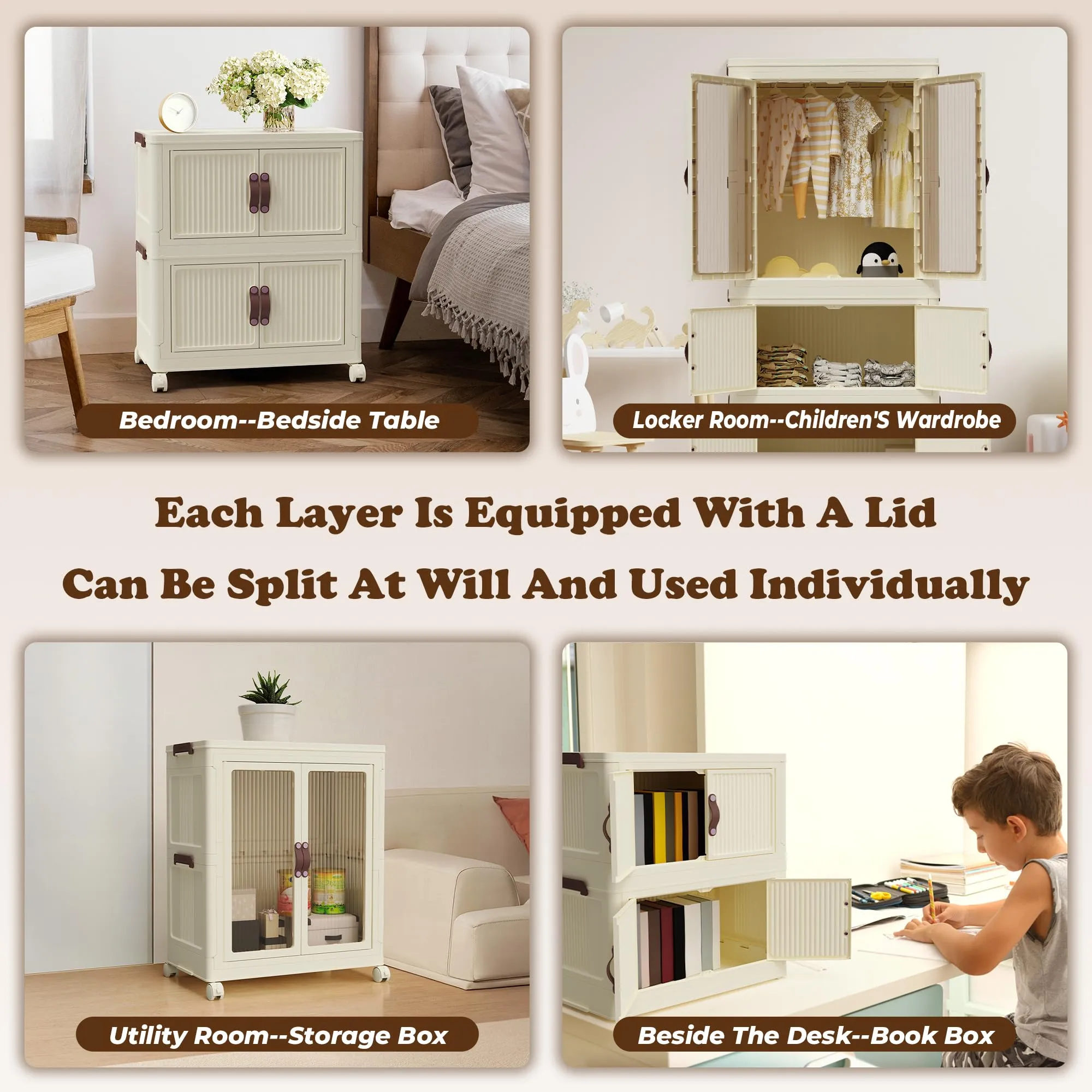 Jifvrnk Portable Closet Wardrobe, Collapsible Armoire Wardrobe Closet with Doors, Wheels and Hanging Rod, Easy Install(Large)