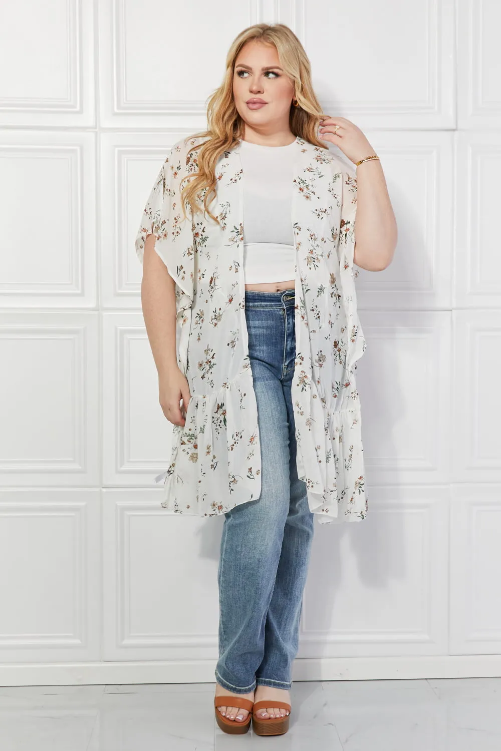 Justin Taylor Meadow of Daisies Floral Kimono - Ships from The USA