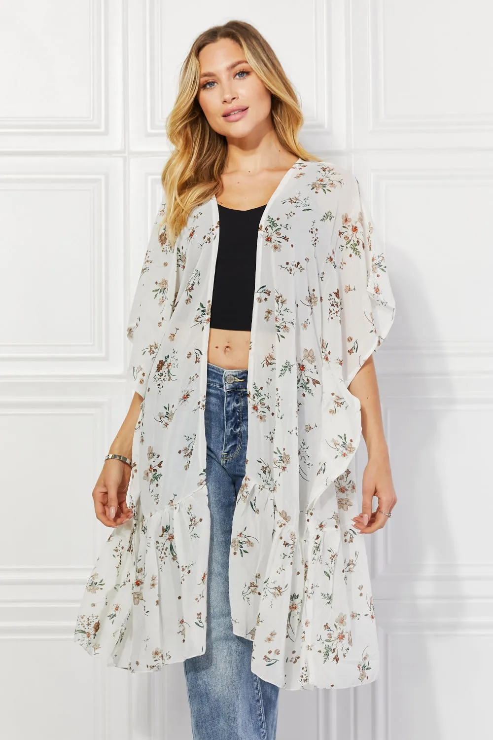 Justin Taylor Meadow of Daisies Floral Kimono - Ships from The USA