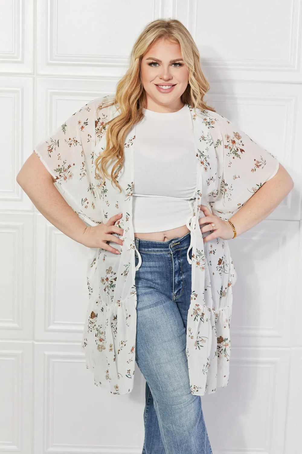 Justin Taylor Meadow of Daisies Floral Kimono - Ships from The USA