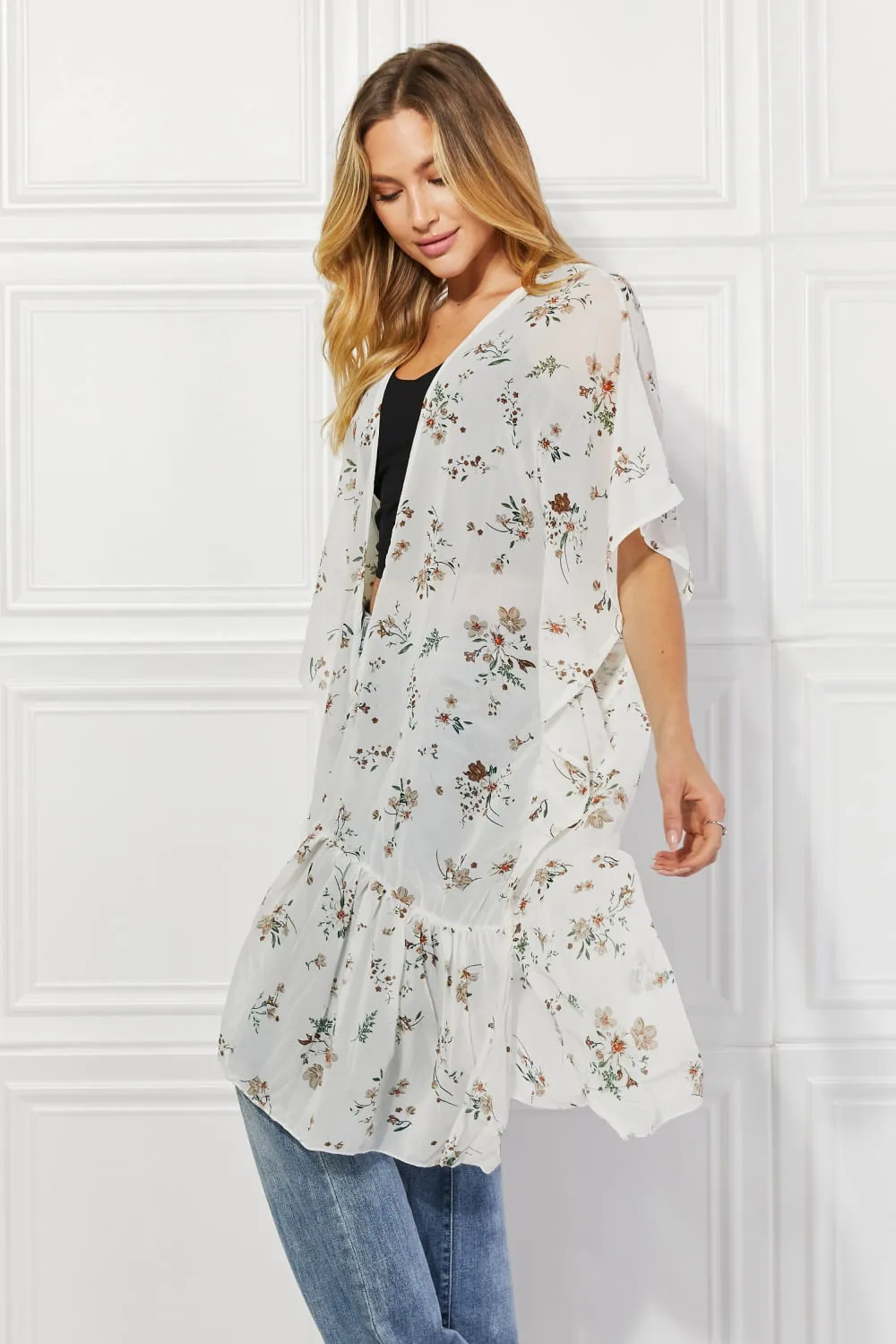 Justin Taylor Meadow of Daisies Floral Kimono - Ships from The USA