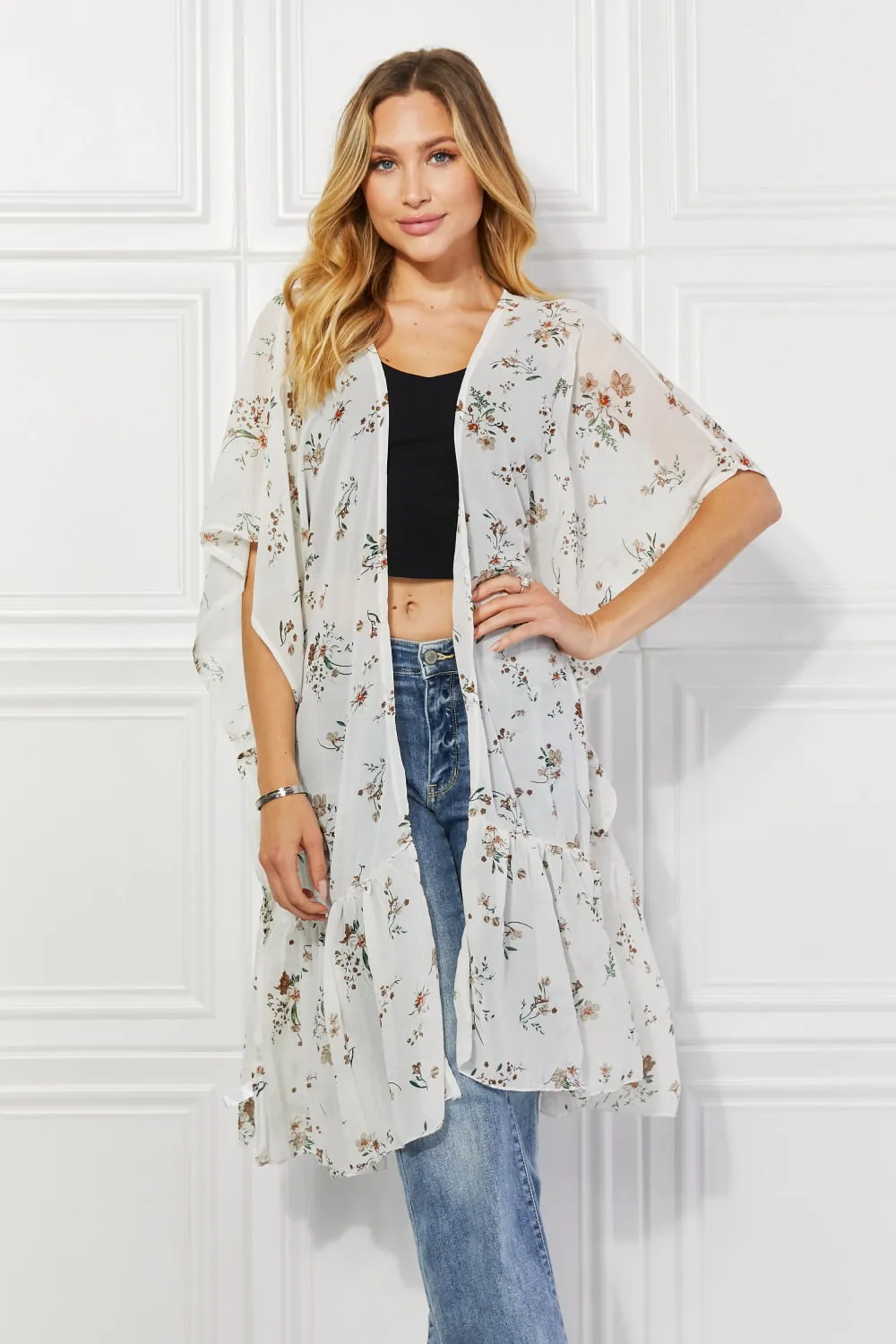 Justin Taylor Meadow of Daisies Floral Kimono - Ships from The USA