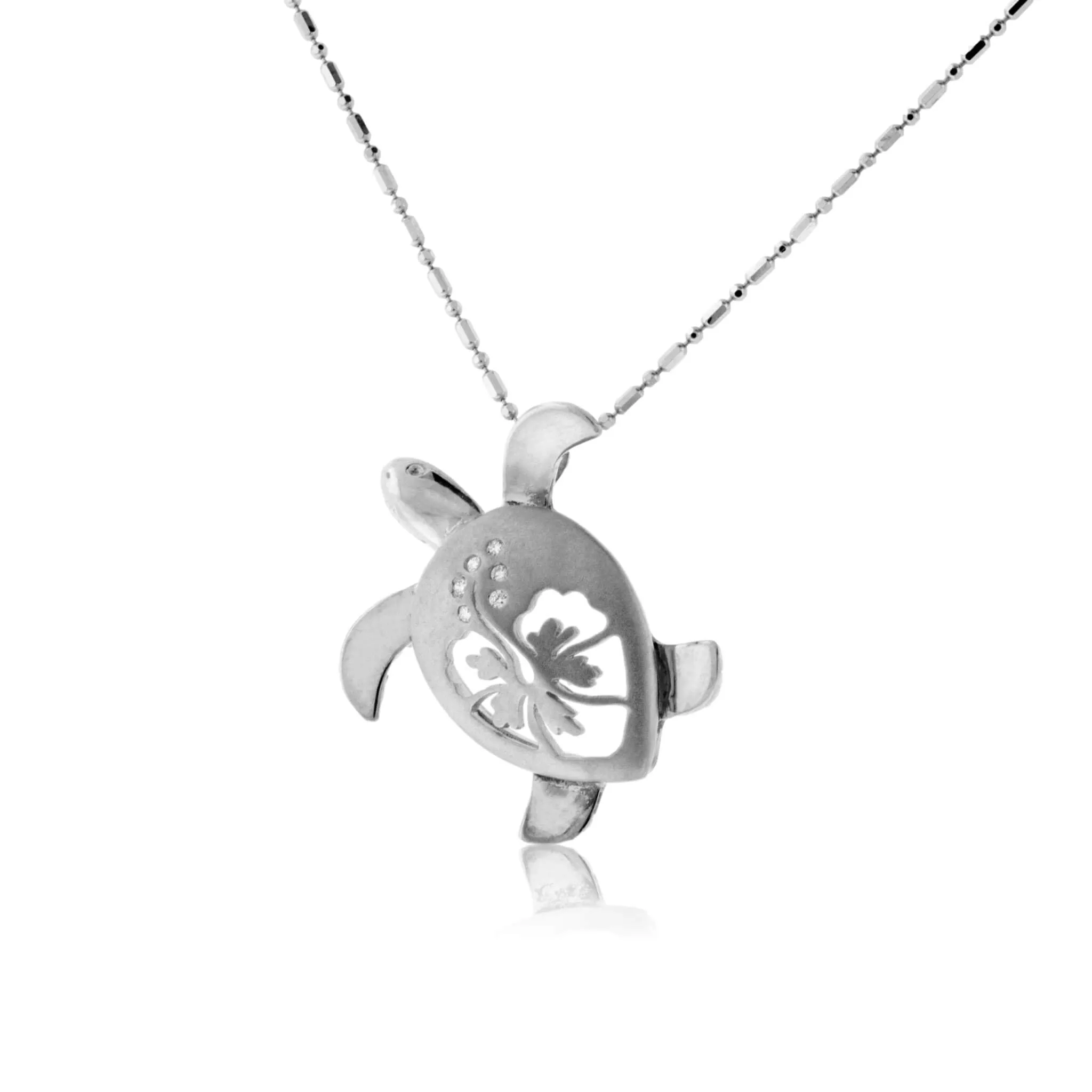 Larger Two Toned Turtle with Hibiscus Flower Pendant