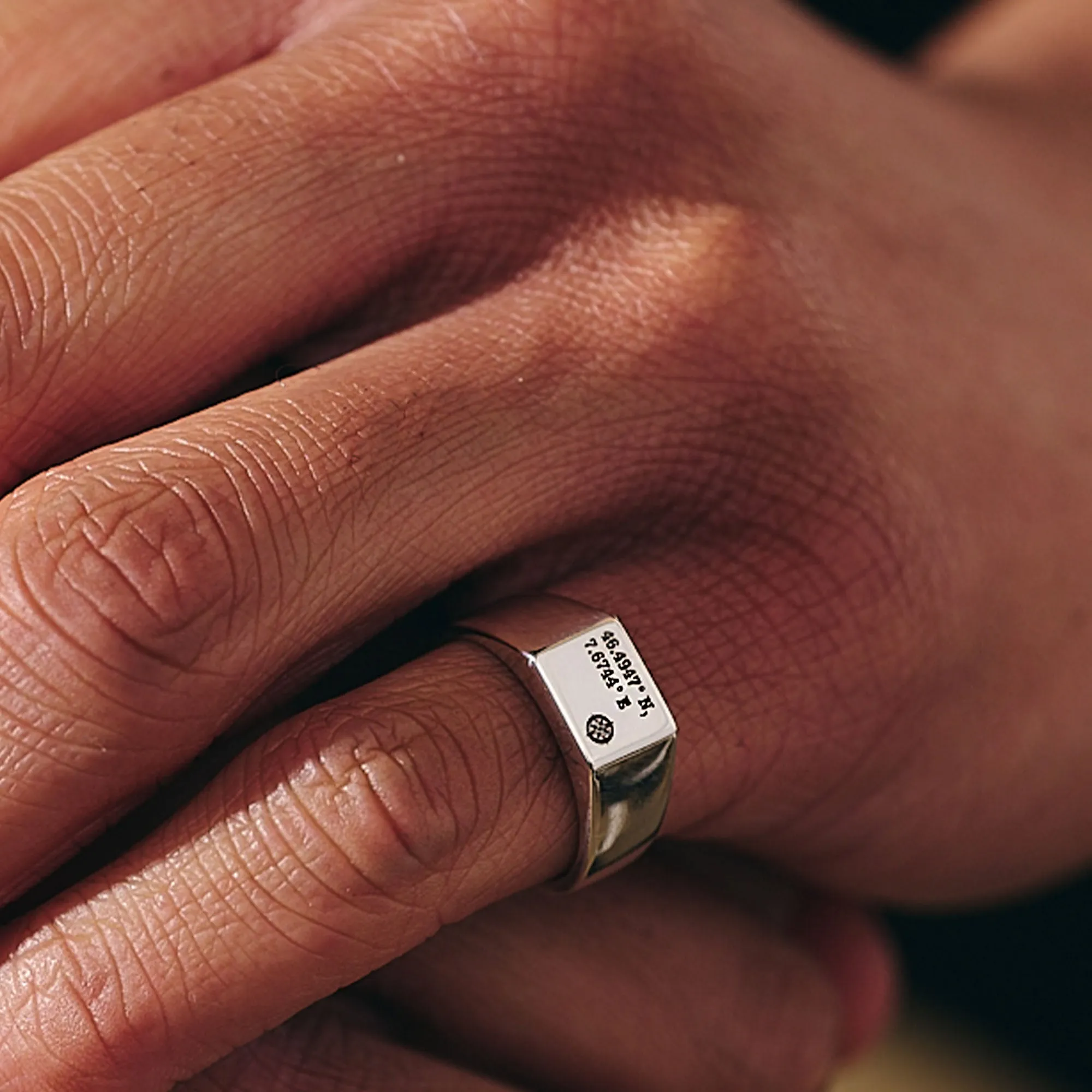 Latitude Longitude Coordinates Silver Signet Ring