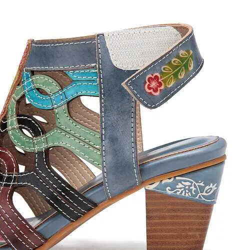 Leather Chunky Heel Sandals