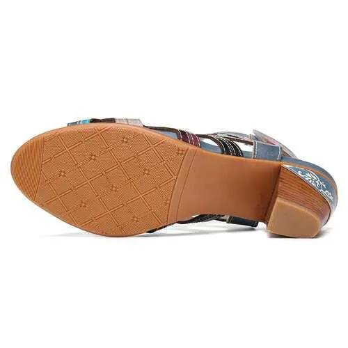 Leather Chunky Heel Sandals