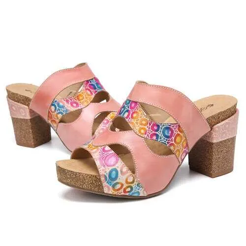 Leather High Heel Sandals