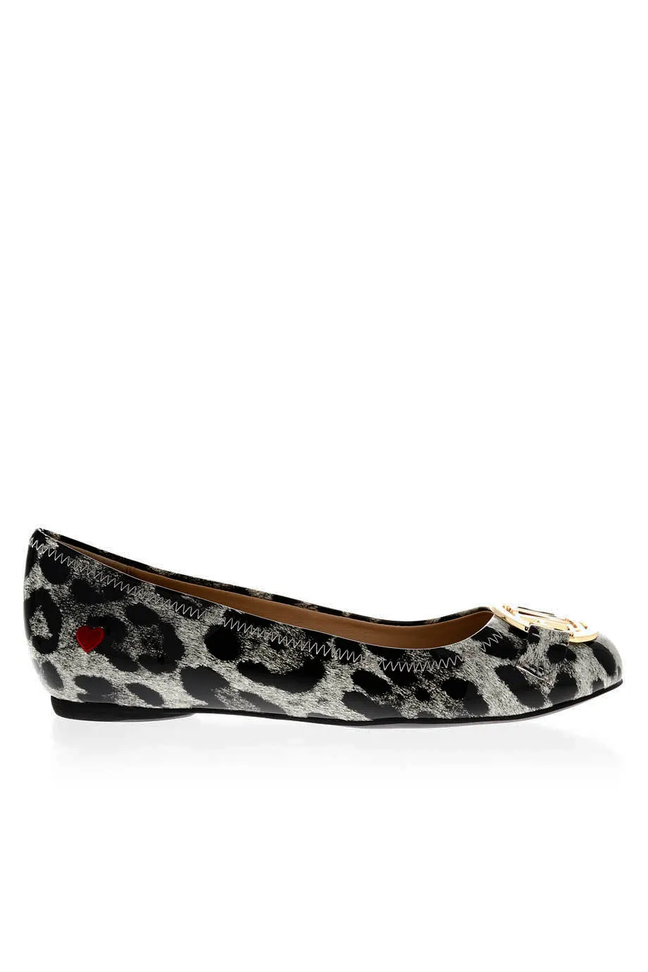 LOVE Black Grey Patent Ballerinas