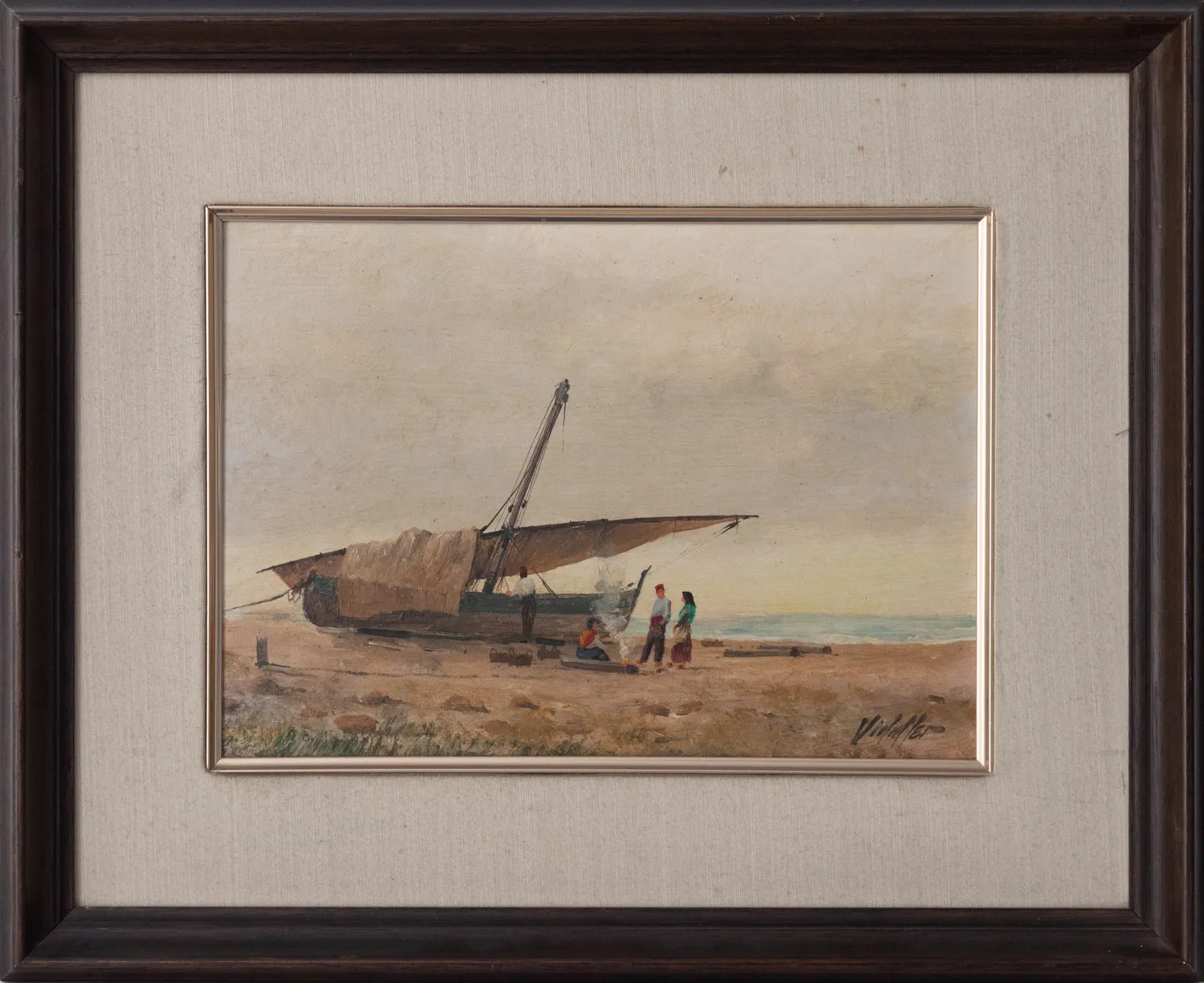 Mediterranean fishing boat - Beach scene