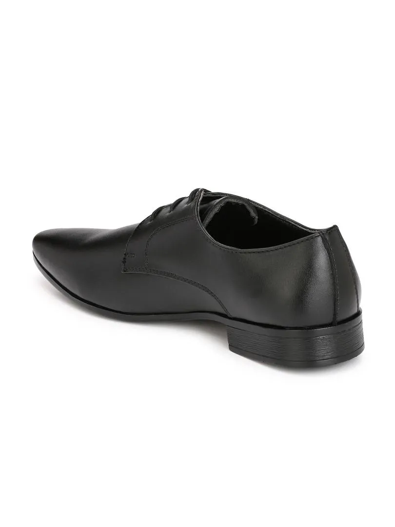 Men's Black Plain Derby Synthetic Leather Formal Shoes