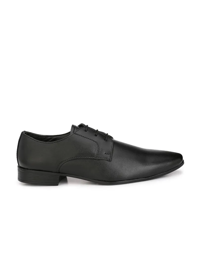 Men's Black Plain Derby Synthetic Leather Formal Shoes