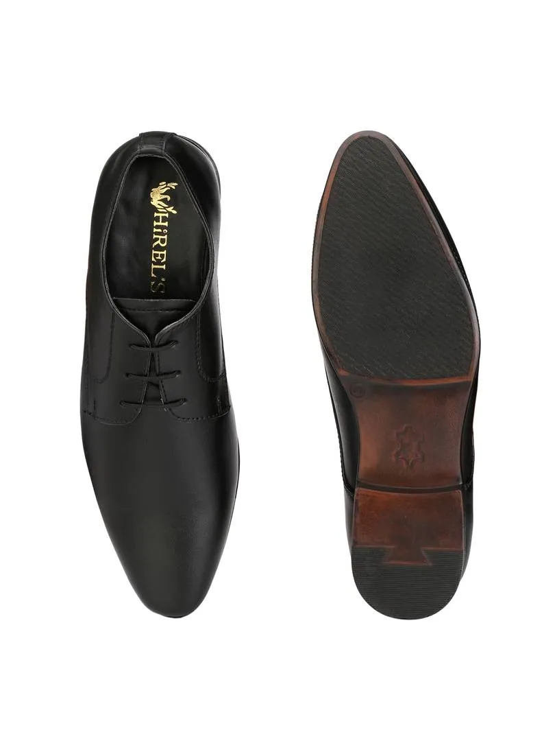 Men's Black Plain Derby Synthetic Leather Formal Shoes