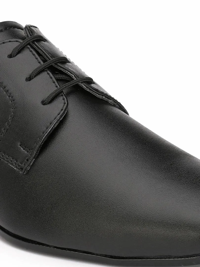 Men's Black Plain Derby Synthetic Leather Formal Shoes
