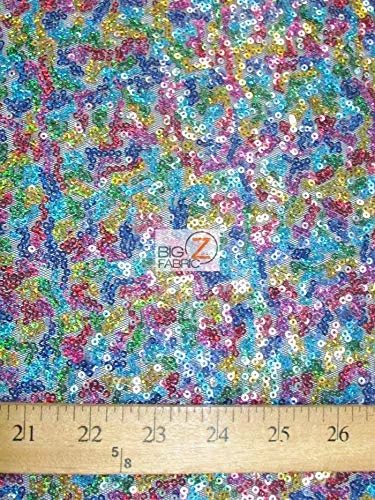 Mini Disc Sequin Nylon Mesh Fabric / Shiny Hunter Green / Sold By The Yard