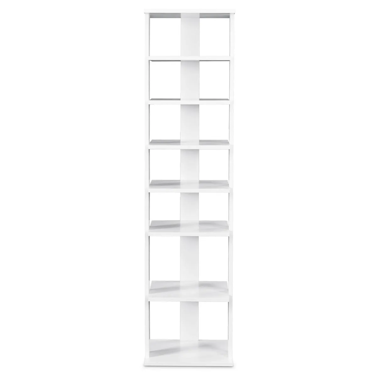 NNECW Wooden Shoe Rack with 8 Levels and Large Capacity for Entry/Living Room-White