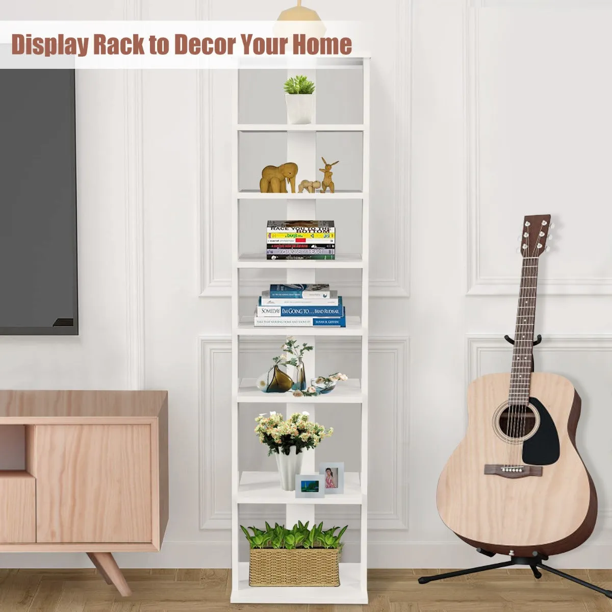 NNECW Wooden Shoe Rack with 8 Levels and Large Capacity for Entry/Living Room-White