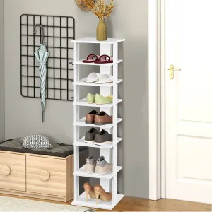 NNECW Wooden Shoe Rack with 8 Levels and Large Capacity for Entry/Living Room-White