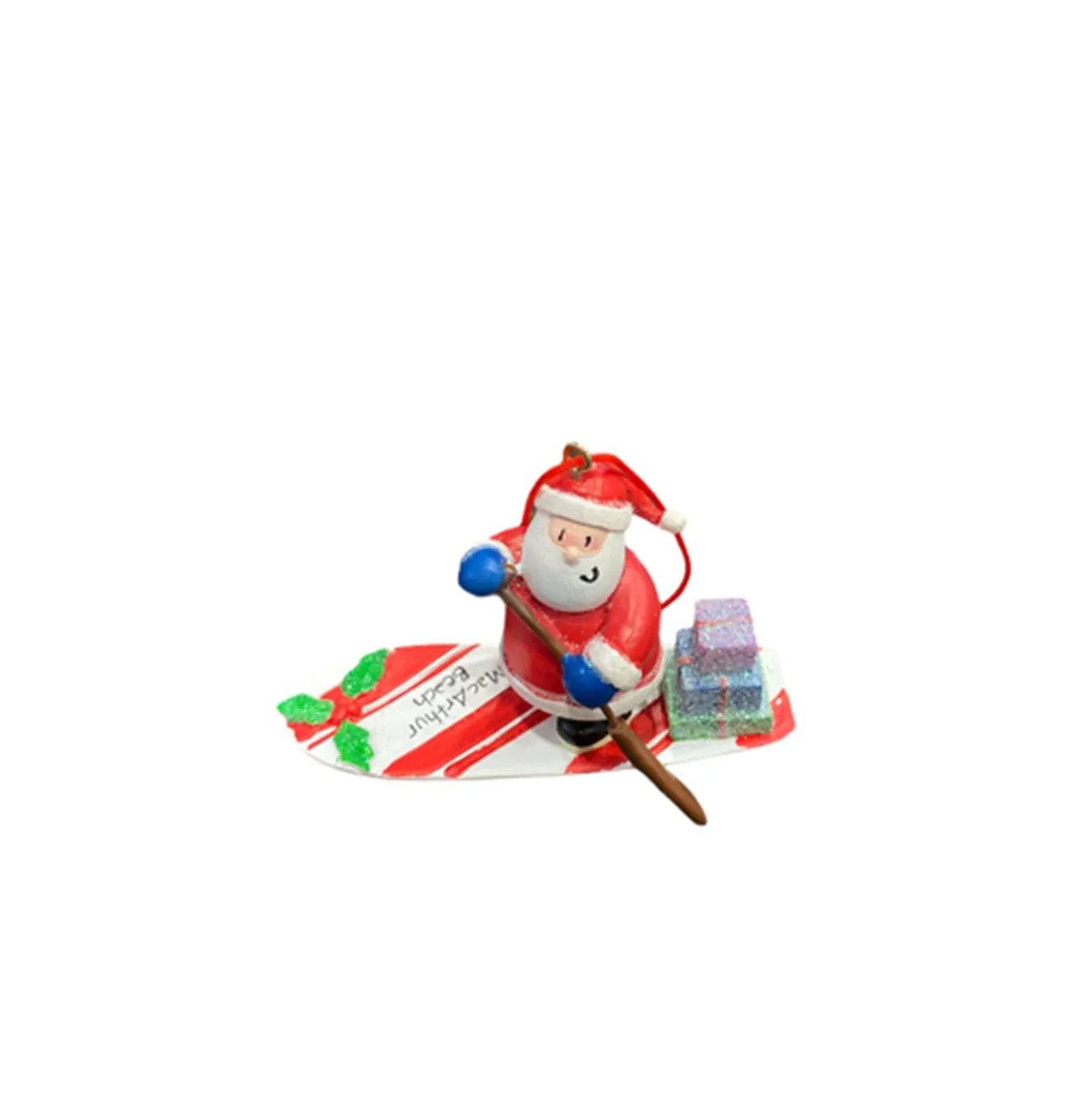 Paddle Boarding Santa Ornament