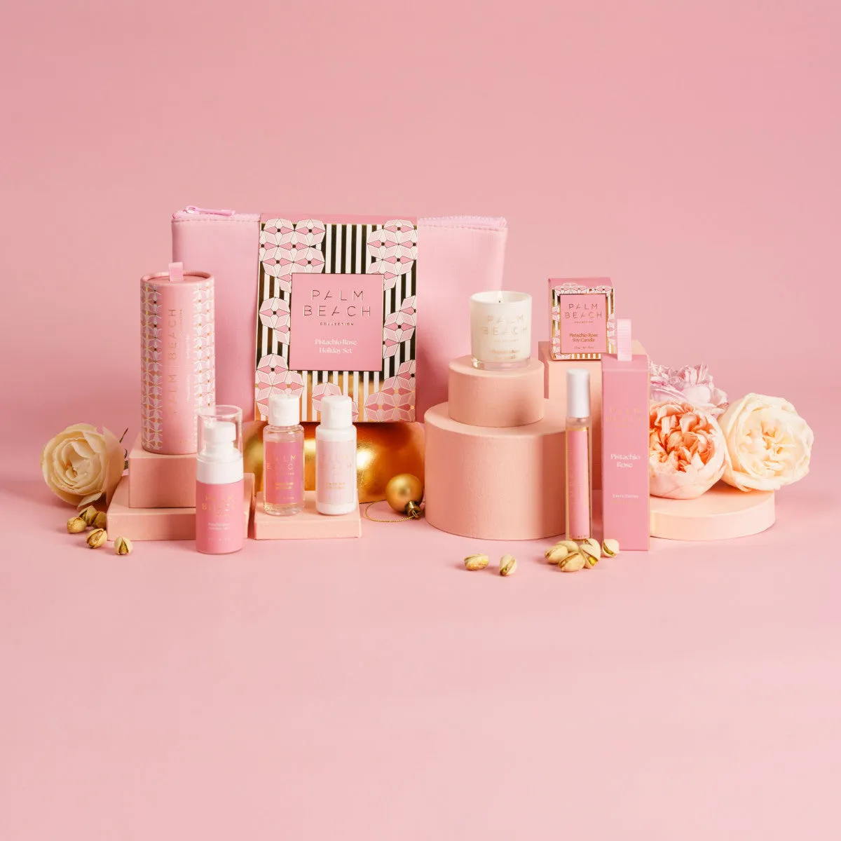 Palm Beach Collection Pistachio Rose Neoprene Beauty Bag Set