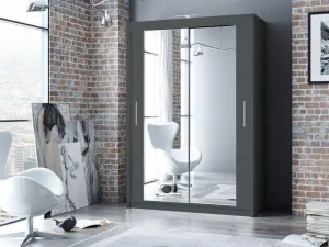 Paris 150 Graphite Wardrobe with Mirror Fast Delivery