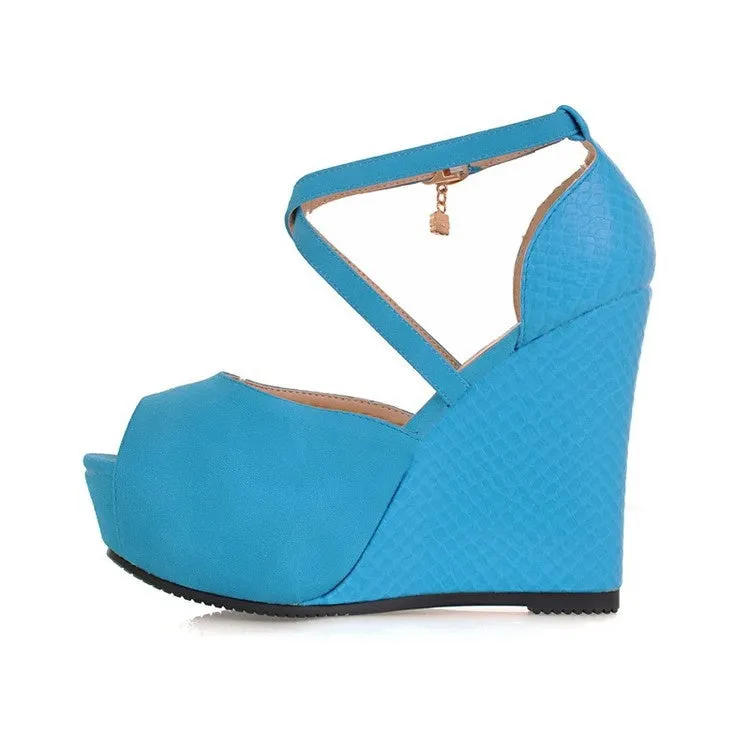 Peep Toe Women's High Heel Platform Wedges Sandals
