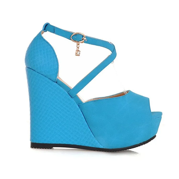 Peep Toe Women's High Heel Platform Wedges Sandals