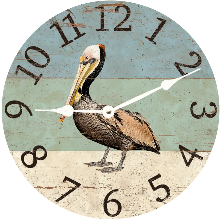 Pelican Beach Clock- Beach Themed Wall Clock