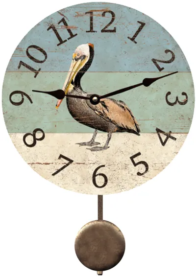 Pelican Beach Clock- Beach Themed Wall Clock