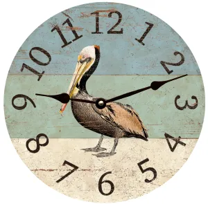 Pelican Beach Clock- Beach Themed Wall Clock