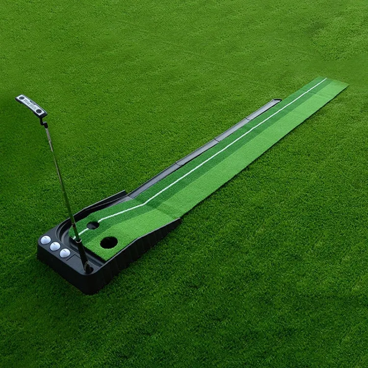 PGM Golf Mini Putting Mat Push Rod Trainer 3m, without Auto Ball Return Fairway (Green)