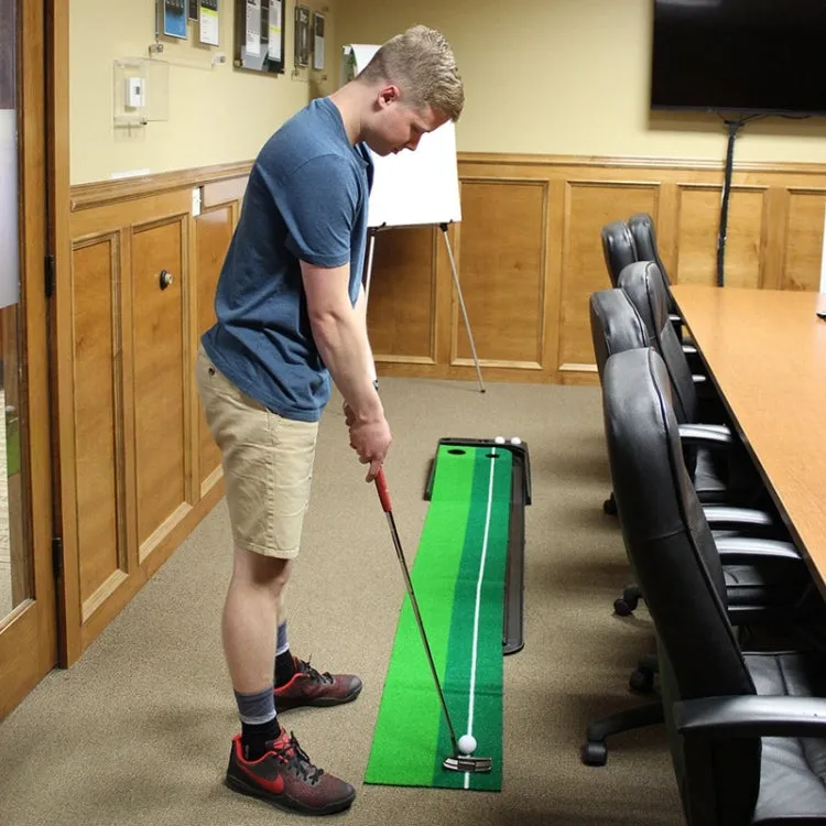 PGM Golf Mini Putting Mat Push Rod Trainer 3m, without Auto Ball Return Fairway (Green)