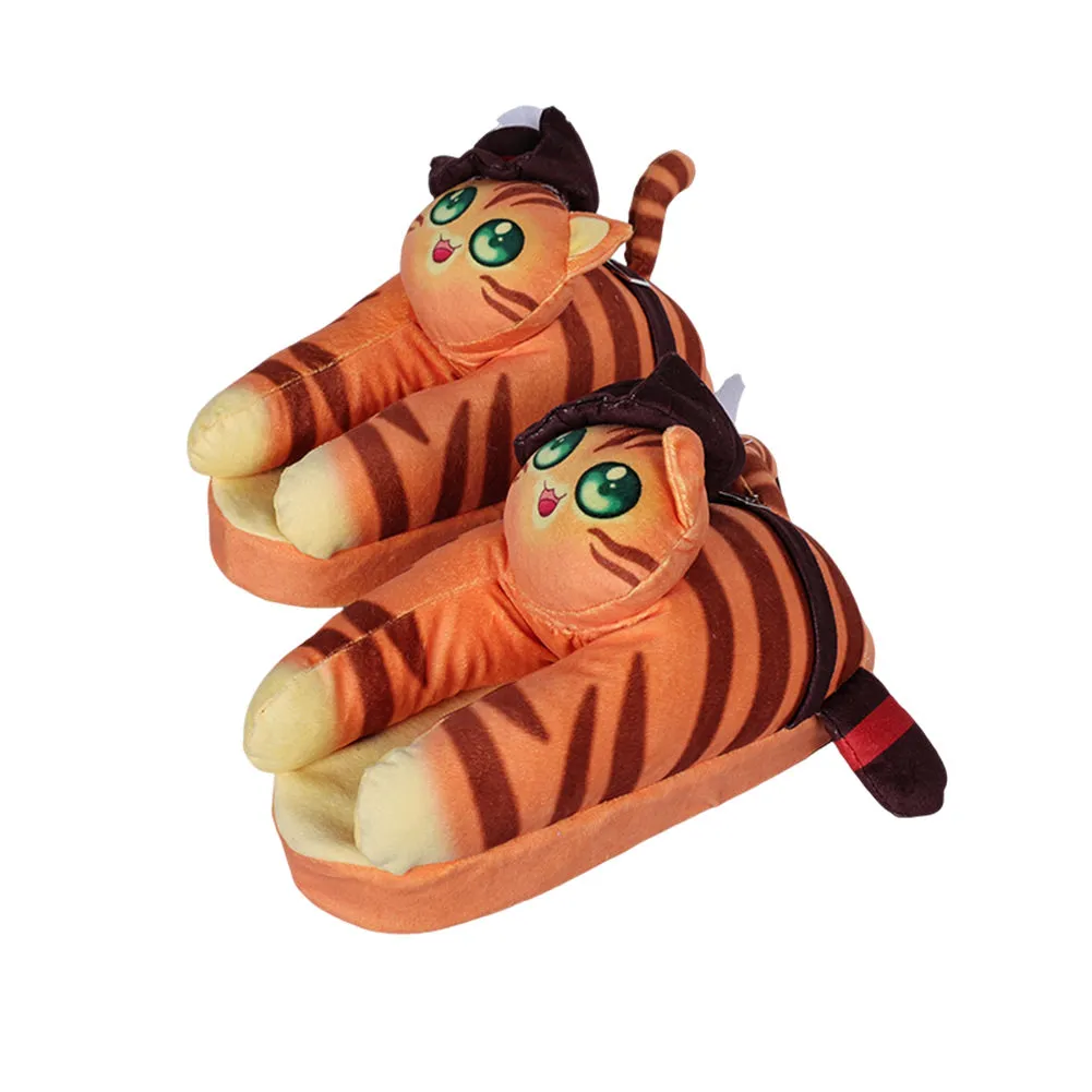 Puss In Boots Cat Plush Slippers Cosplay Shoes Halloween Costumes Accessory Prop