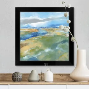 "A Blustery Day Near Salthouse" Black Framed Print