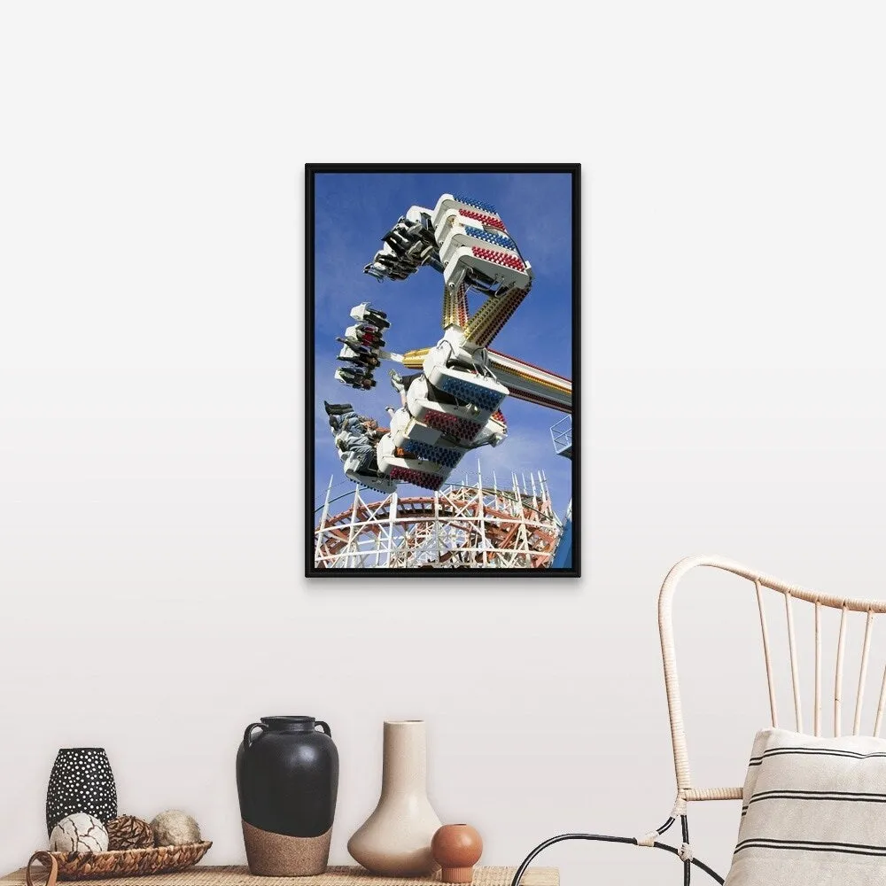 "Amusement ride in Belmont Park on Mission Beach" Black Float Frame Canvas Art