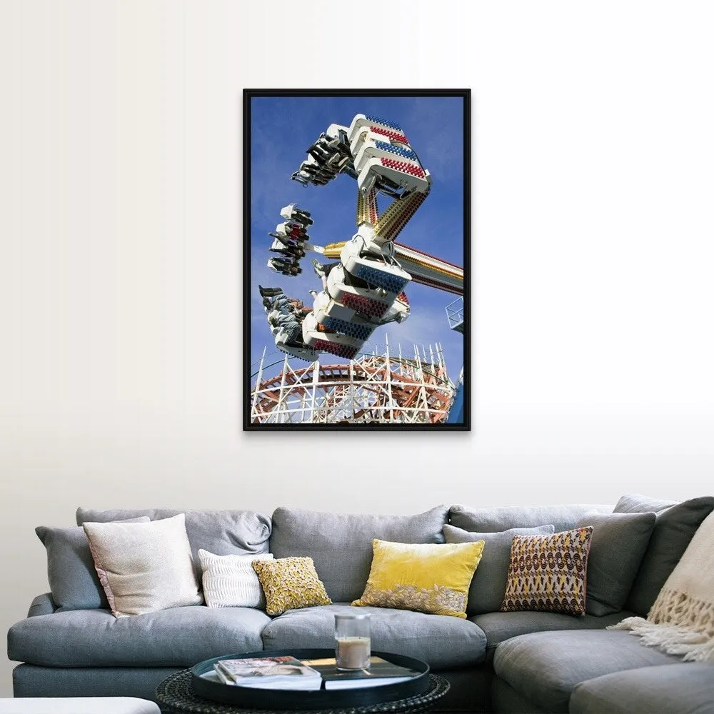 "Amusement ride in Belmont Park on Mission Beach" Black Float Frame Canvas Art