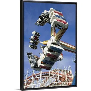 "Amusement ride in Belmont Park on Mission Beach" Black Float Frame Canvas Art