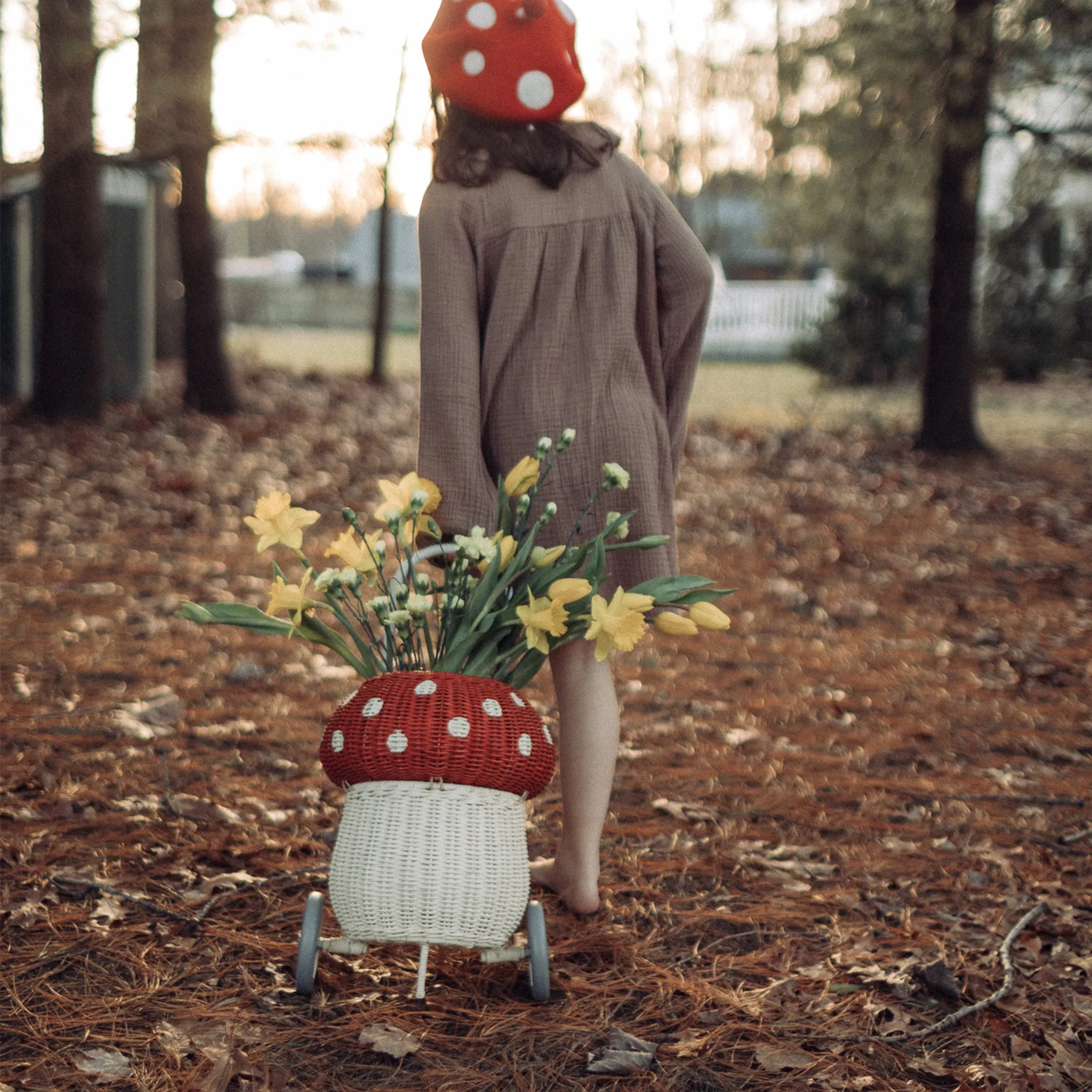 Rattan Mushroom Luggy - Red