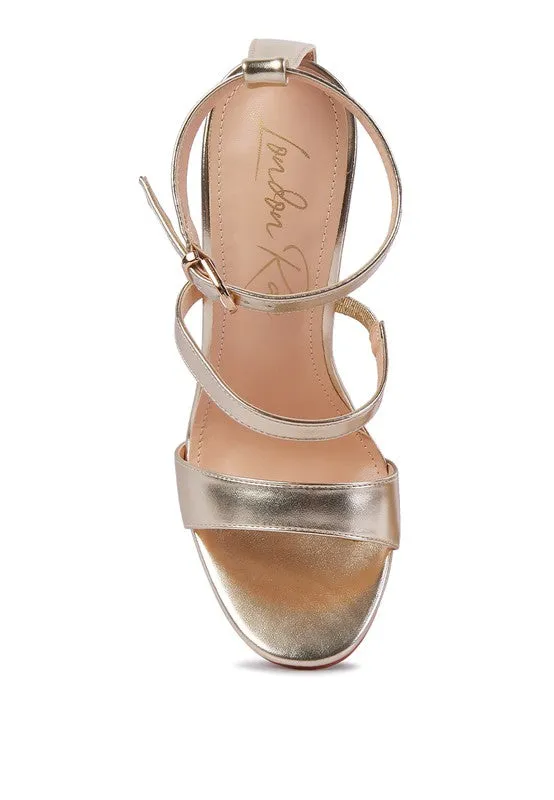 RHINESTONE BALL HEEL SATIN SANDALS
