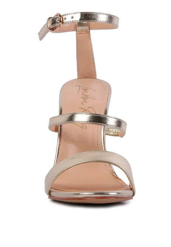 RHINESTONE BALL HEEL SATIN SANDALS