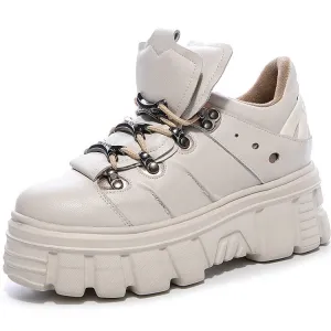 Round Chic - Punk Lace-Up Leather Shoes by The Nevermore