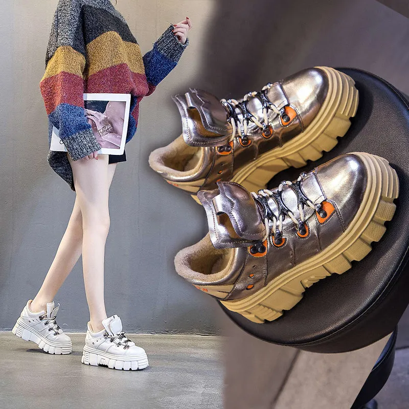 Round Chic - Punk Lace-Up Leather Shoes by The Nevermore