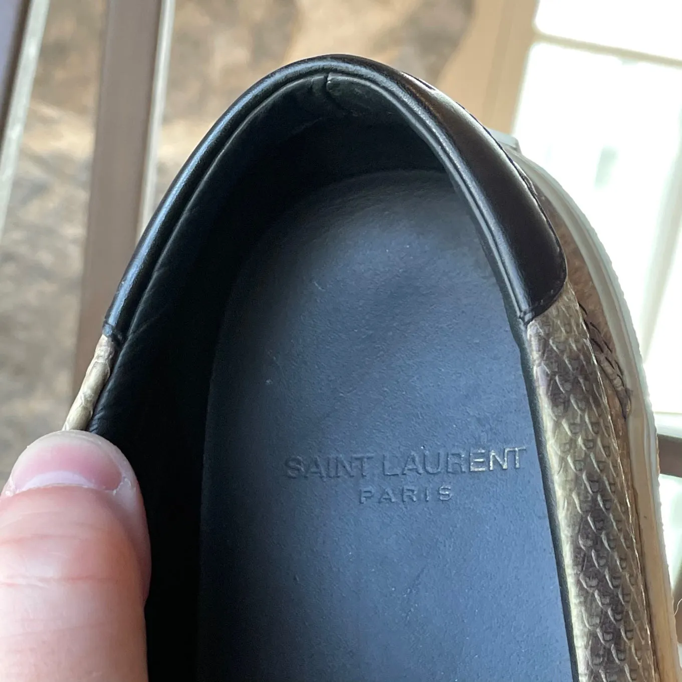 Saint Laurent Paris Snake Embossed Leather Slip-on Skate Sneakers