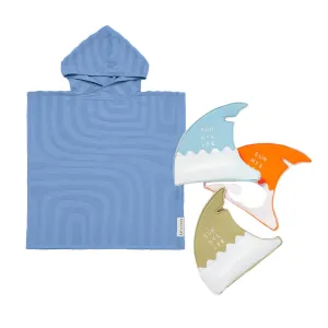 Shark Fins Dive Buddies & Terry Beach Hooded Towel Ages 6-9 Surf Bundle